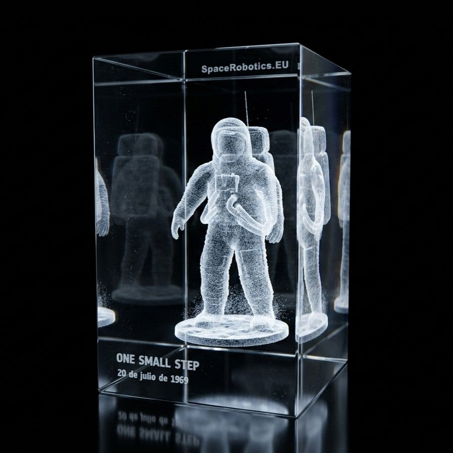 Apollo Astronaut on the Moon - 3D Crystal.