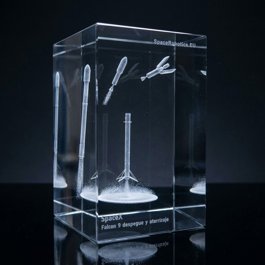 SpaceX Falcon 9 - Liftoff & Landing - 3D Crystal.