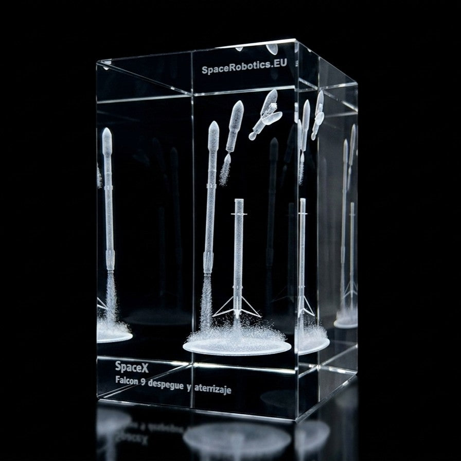 SpaceX Falcon 9 - Liftoff & Landing - 3D Crystal.