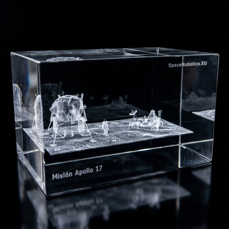 Apollo 17 - The Last Apollo Mission to the Moon - 3D Crystal