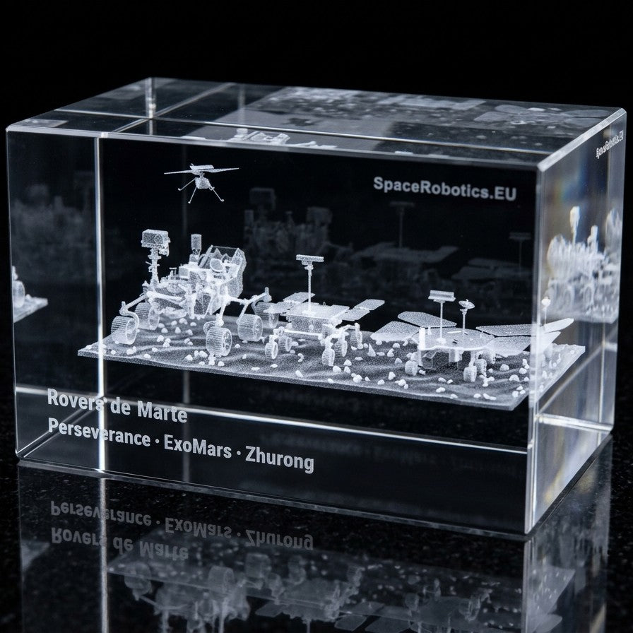 Mars Rovers Legacy - Perseverance, Rosalind Franklin & Zhurong - 3D Crystal